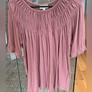LOFT Women’s Medium Dusty Rose Ruched 1/2 Sleeve Top/ Shirt.